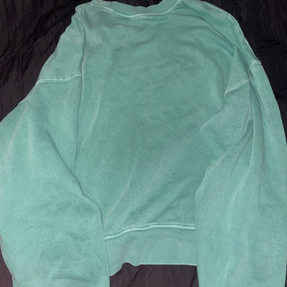 OLD NAVY Green crew neck longsleeve sweatshirt well worn boxy fit Nautical SZ LG - Picture 2 of 4